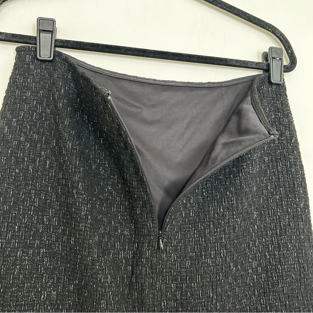 Rickie Freeman Teri Jon Black Woven‎ Knee Length Pencil Skirt Size 6
